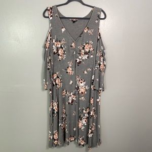 Torrid Cold-Shoulder Gray Floral Dress
